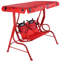Hollywoodschaukel 2-Sitzer Kinder Gartenschaukel Marienkäfer Rot 117 x 78 x 116 cm