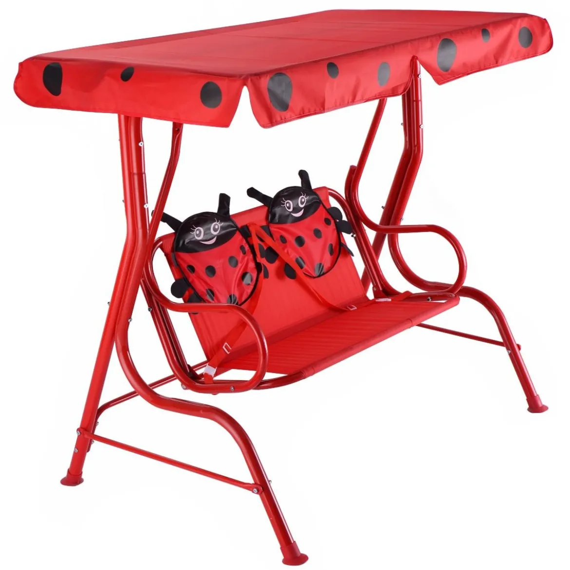 Hollywoodschaukel 2-Sitzer Kinder Gartenschaukel Marienkäfer Rot 117 x 78 x 116 cm