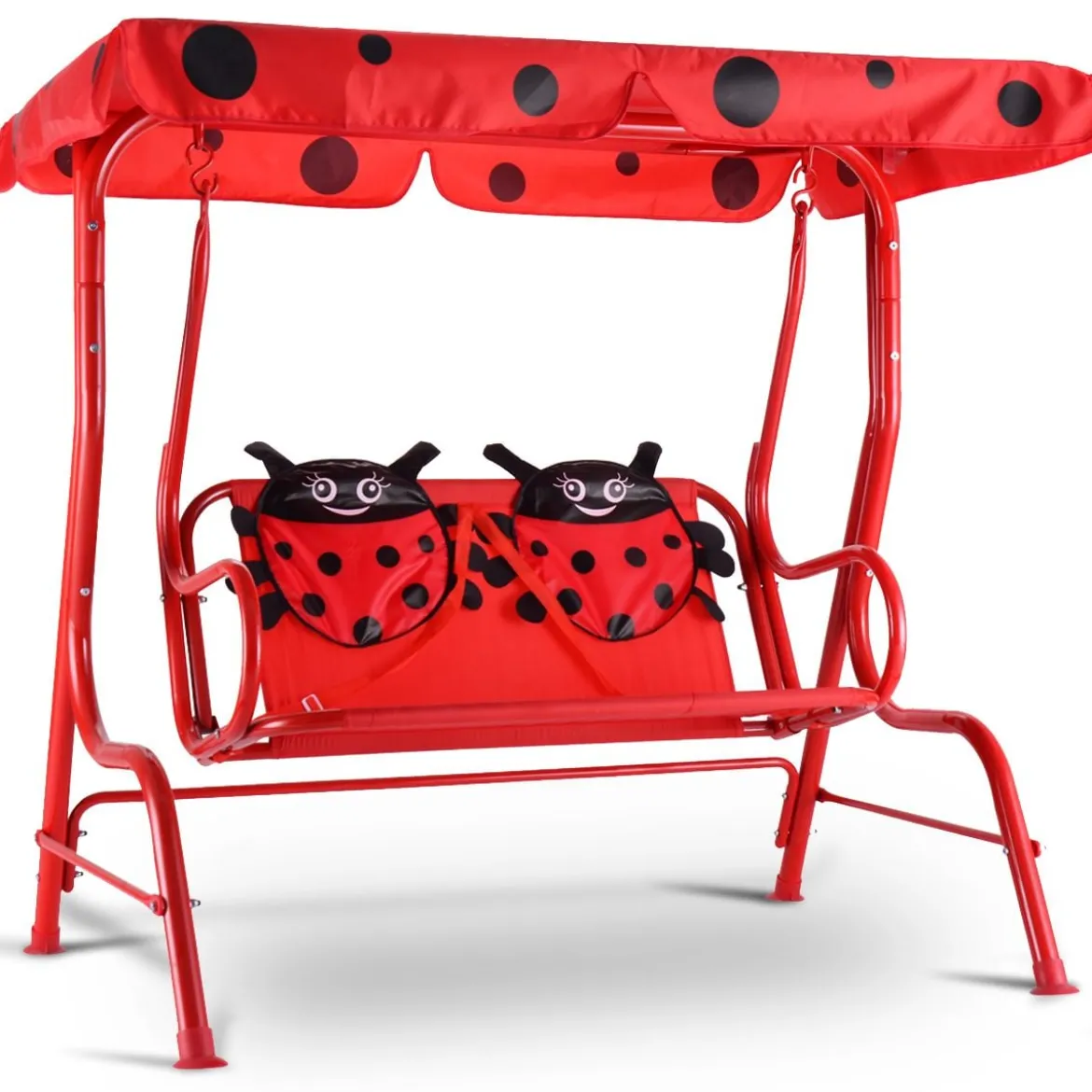 Hollywoodschaukel 2-Sitzer Kinder Gartenschaukel Marienkäfer Rot 117 x 78 x 116 cm