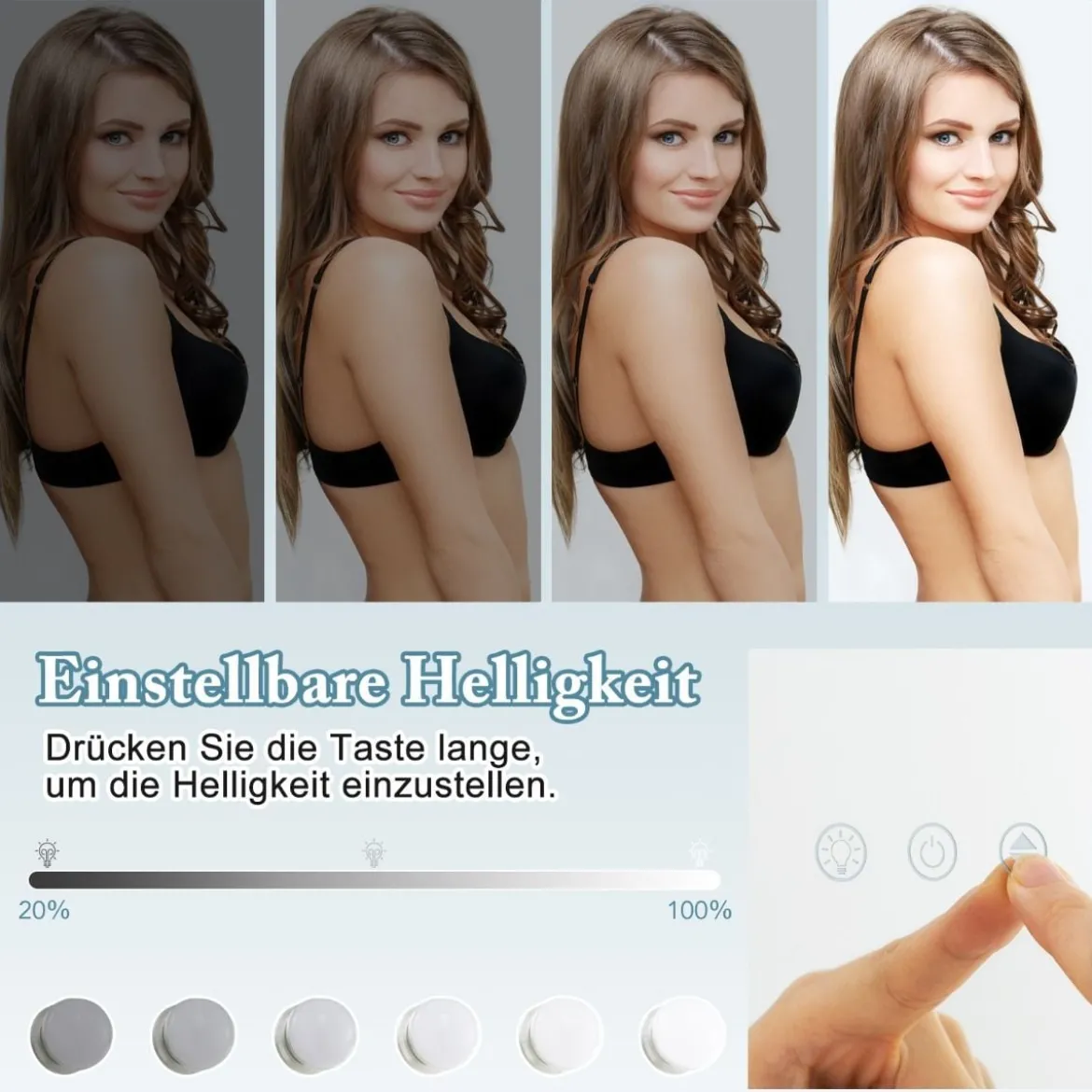 Hollywood Schminkspiegel mit Beleuchtung & Intelligente Touch-Steuerung schreibtischspiegel