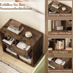 Holz Bücherregal mit Schublade & 3 Fächern Würfelregal Büroregal Raumteiler Standregal Braun