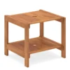 Holz Beistelltisch mit Schirmloch & Ablagefach Wetterfester Gartentisch Kleiner Balkontisch