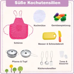 Holz Eck Kinderküche mit Licht & Sound & Tafel & Zubehör Kinderküche Spielküche Holzküche