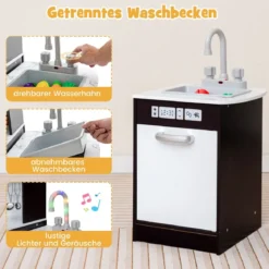 Holz Eck Kinderküche mit Licht & Sound & Tafel & Zubehör Kinderküche Spielküche Holzküche