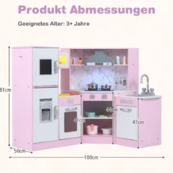 Holz Eck Kinderküche mit Licht & Sound & Tafel & Zubehör Kinderküche Spielküche Holzküche