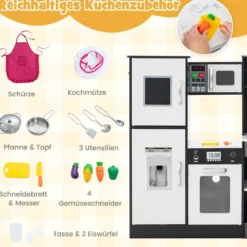 Holz Eck Kinderküche mit Licht & Sound & Tafel & Zubehör Kinderküche Spielküche Holzküche