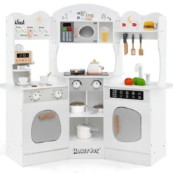 Holz Eck Spielküche mit Sound & Licht & Kaffeemaschine & Rutsche Kleinkind Küchen Spielset