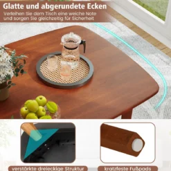 Holzesstisch für 2-4 Personen Rechteckiger Küchentisch mit Gummiholz Beinen Robuster Holztisch