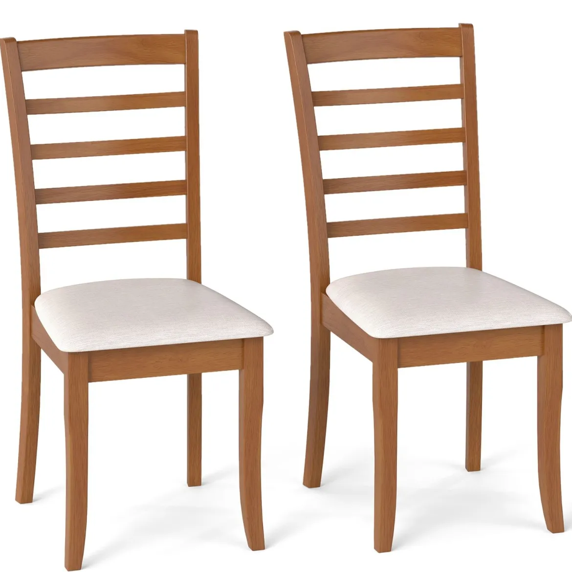 Holz-Esszimmerstuhl-Set aus 2 modern gepolsterter Küchenstuhl mit Gummibaumholz-Beinen Beige