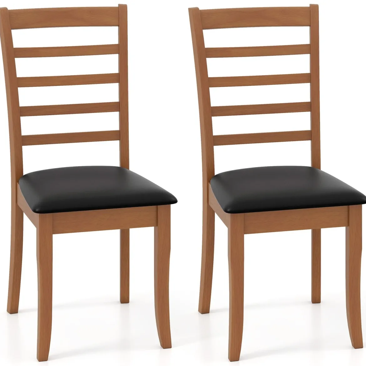 Holz-Esszimmerstuhl-Set aus 2 modern gepolsterter Küchenstuhl mit Gummibaumholz-Beinen Schwarz