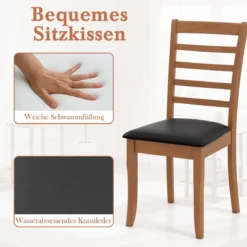 Holz-Esszimmerstuhl-Set aus 2 modern gepolsterter Küchenstuhl mit Gummibaumholz-Beinen Schwarz