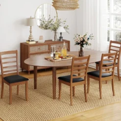 Holz-Esszimmerstuhl-Set aus 2 modern gepolsterter Küchenstuhl mit Gummibaumholz-Beinen Schwarz