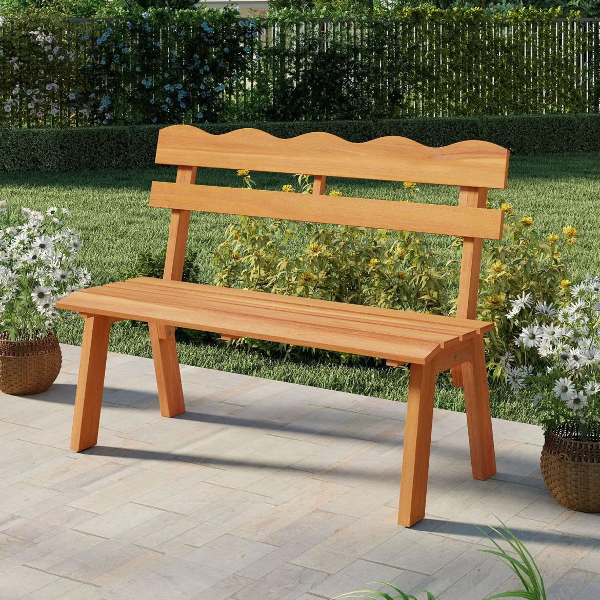 Holz Gartenbank aus Akazienholz bis 360 kg Belastbar 2-Sitzer Balkonbank Wetterfeste Holzbank