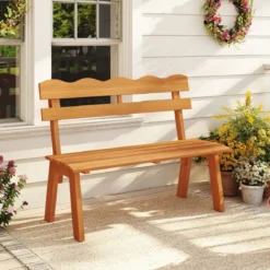 Holz Gartenbank aus Akazienholz bis 360 kg Belastbar 2-Sitzer Balkonbank Wetterfeste Holzbank