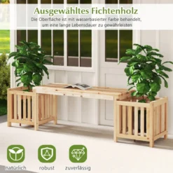 Holz Gartenbank mit Pflanzkasten Holzbank mit 2 seitlichen Blumenkästen 2-Sitzer Sitzbank