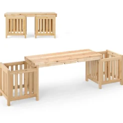 Holz Gartenbank mit Pflanzkasten Holzbank mit 2 seitlichen Blumenkästen 2-Sitzer Sitzbank