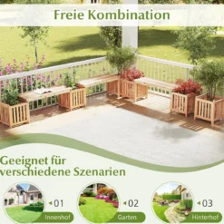 Holz Gartenbank mit Pflanzkasten Holzbank mit 2 seitlichen Blumenkästen 2-Sitzer Sitzbank