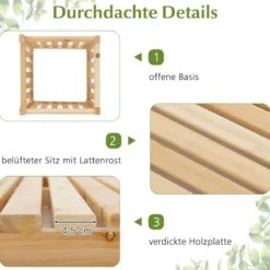 Holz Gartenbank mit Pflanzkasten Holzbank mit 2 seitlichen Blumenkästen 2-Sitzer Sitzbank