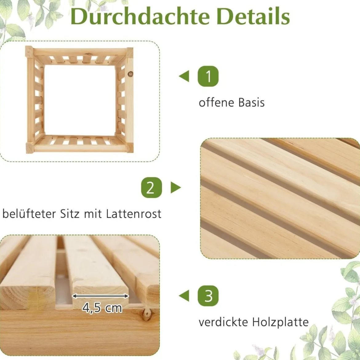 Holz Gartenbank mit Pflanzkasten Holzbank mit 2 seitlichen Blumenkästen 2-Sitzer Sitzbank