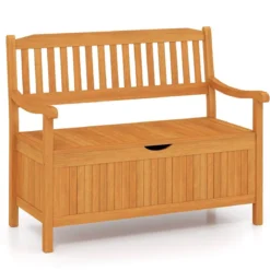 Holz Gartenbank mit Stauraum für 2-Sitzer bis 360kg Belastbar Holzbank Balkonbank Sitzbank