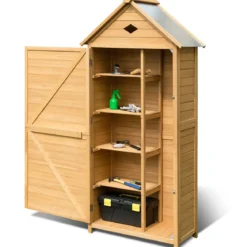 Holz Gartenschrank Gerätehaus Geräteschuppen Geräteschrank 70 x 36 x 177 cm