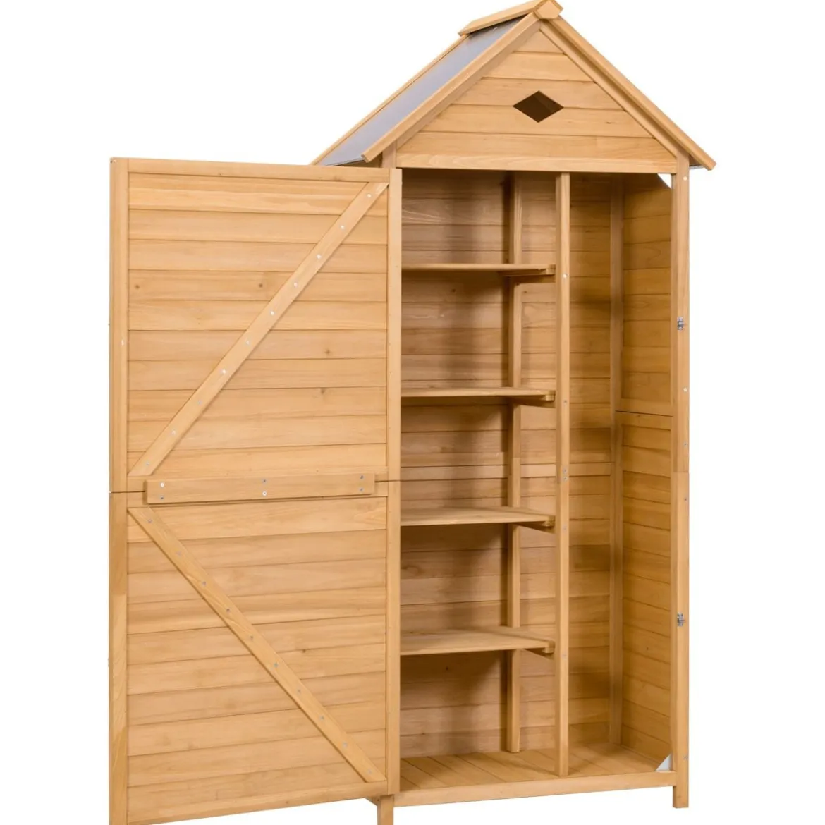 Holz Gartenschrank Gerätehaus Geräteschuppen Geräteschrank 70 x 36 x 177 cm