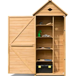 Holz Gartenschrank Gerätehaus Geräteschuppen Geräteschrank 70 x 36 x 177 cm