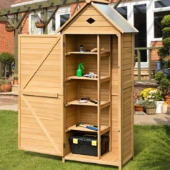 Holz Gartenschrank Gerätehaus Geräteschuppen Geräteschrank 70 x 36 x 177 cm