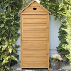 Holz Gartenschrank Gerätehaus Geräteschuppen Geräteschrank 70 x 36 x 177 cm