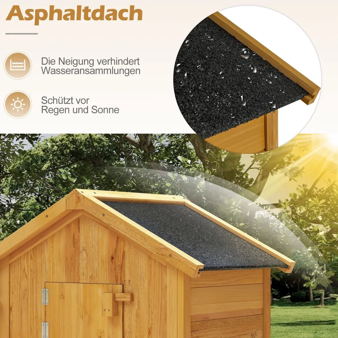Holz Gartenschrank mit Abschließbarer Scheunentür & Klappbarer Seitentisch & Herausnehmbare Regale