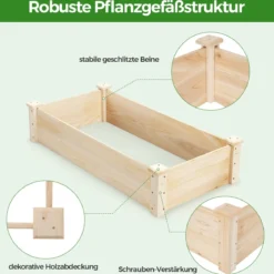 Holz Hochbeet Gartenbeet ohne Boden Kräuterbeet Blumenkasten Pflanzbeet Blumenbeet Natur