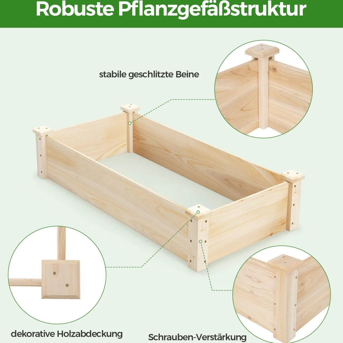Holz Hochbeet Gartenbeet ohne Boden Kräuterbeet Blumenkasten Pflanzbeet Blumenbeet Natur
