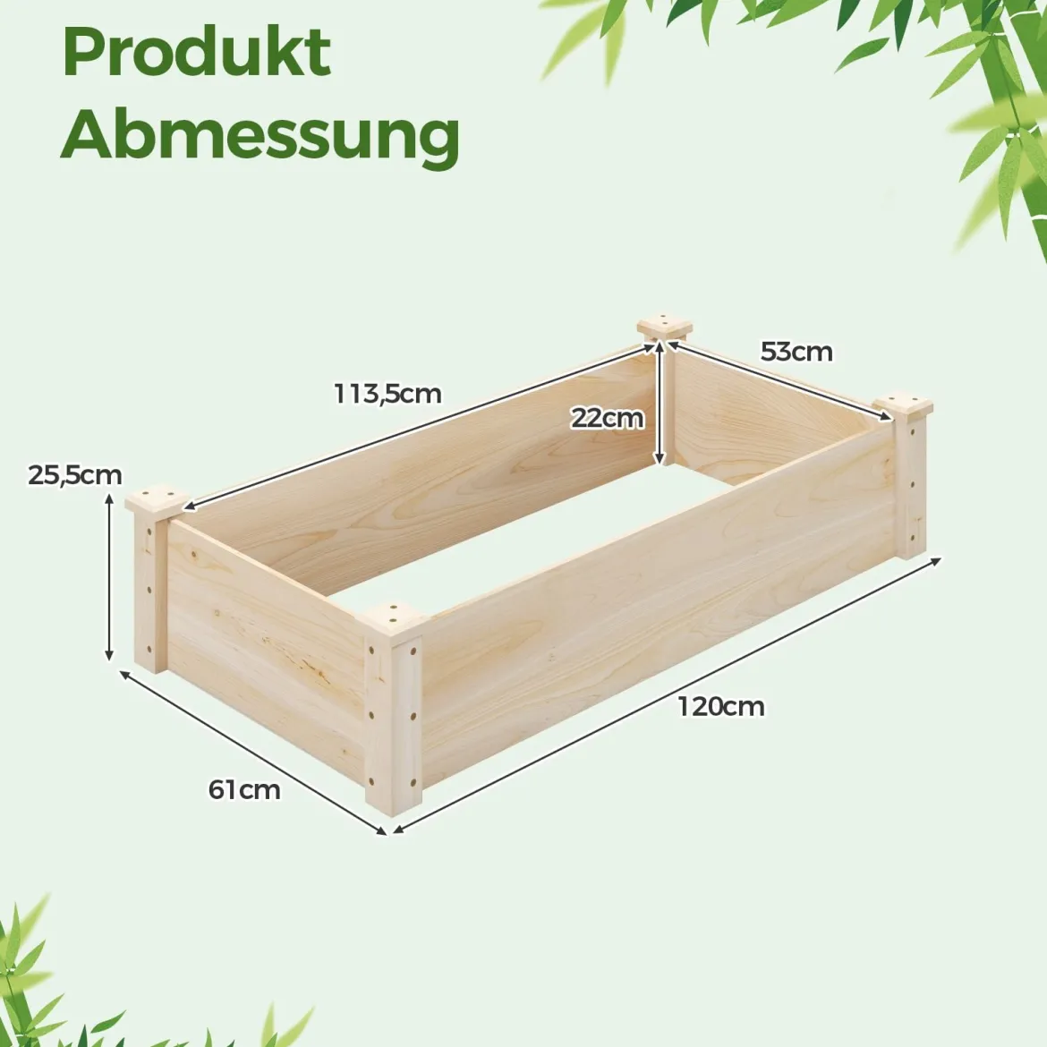 Holz Hochbeet Gartenbeet ohne Boden Kräuterbeet Blumenkasten Pflanzbeet Blumenbeet Natur