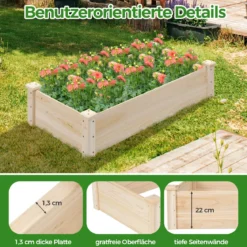 Holz Hochbeet Gartenbeet ohne Boden Kräuterbeet Blumenkasten Pflanzbeet Blumenbeet Natur