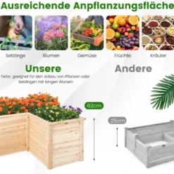 Holz Hochbeet L-förmige Pflanzkasten Pflanzenbeet Kräuterbeet Pflanzkasten für Balkon
