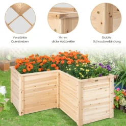Holz Hochbeet L-förmige Pflanzkasten Pflanzenbeet Kräuterbeet Pflanzkasten für Balkon
