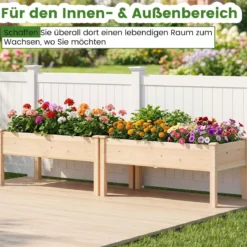 Holz Hochbeet mit Ablauflöchern Pflanzkasten bis 130 kg Rechteckiges Kräuterbeet Anzuchtbeet