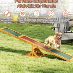 Holz-Hund Agility Wippe Hunde-Übungs- & Spielset Outdoor-Laufspielzeug Kletterplattform Gelb
