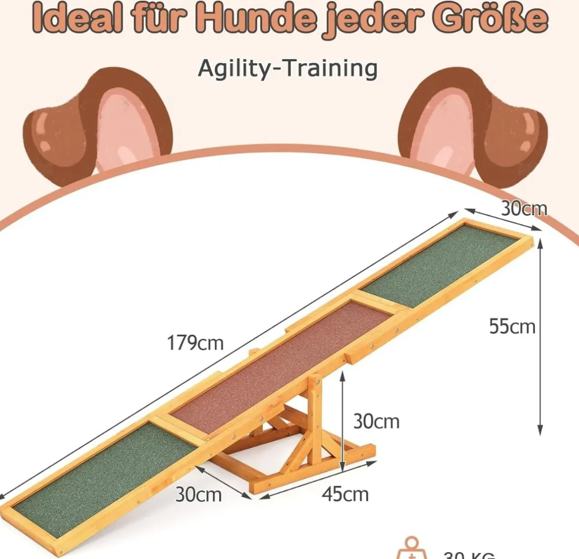Holz-Hund Agility Wippe Hunde-Übungs- & Spielset Outdoor-Laufspielzeug Kletterplattform Gelb