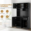 Holz Küchenschrank mit Steckdosen & USB-Anschlüsse & Type C Buffetschrank Hochschrank Schwarz