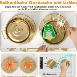 Holz Kinderküche mit Herd & Spüle Holzküche mit Licht & Sound Spielküche inkl. Zubehör Weiß