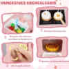 Holz Kinderküche mit Kochgeschirr Holz Spielküche mit Herd & Spüle Küchen Spielset Rosa
