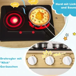 Holz Kinderküche mit Mikrowelle & Herd & Spüle & Backofen Spielküche Kinder Küche Weiß