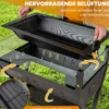 Holzkohlegrill mit Windschutz Würzregalen & Ablage Campinggrill Grillfläche aus Edelstahl 98 x 42 x 68 cm Braun