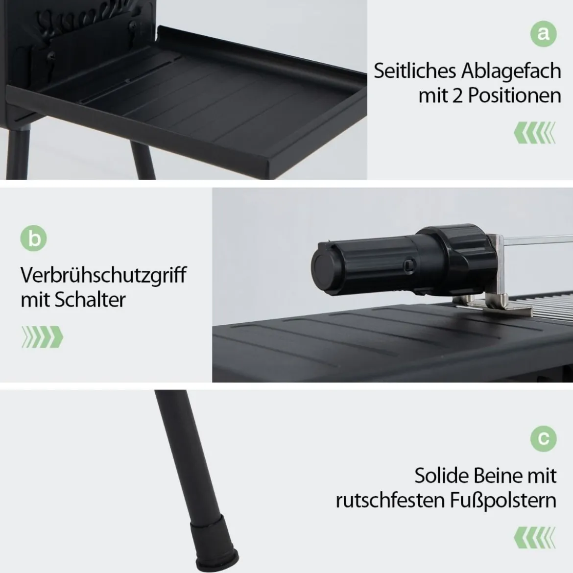 Holzkohlegrill Outdoor-Grill mit Elektrischer Bratgabel Holzkohle-Grillstation für BBQ 108 x 41 x 75 cm