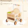 Holz Lauflernwagen mit Abgerundete Kanten für Jungen & Mädchen ab 1 Jahr 35,5 x 31,5 x 50,5 cm