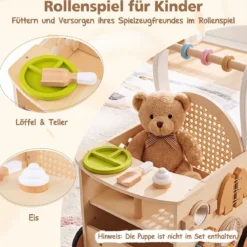 Holz Lauflernwagen mit Abgerundete Kanten für Jungen & Mädchen ab 1 Jahr 35,5 x 31,5 x 50,5 cm