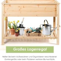 Holz-Pflanzgefäß Hochbeet mit Aufbewahrungsregal für Anbau von Pflanzen 92 x 41x 81 cm