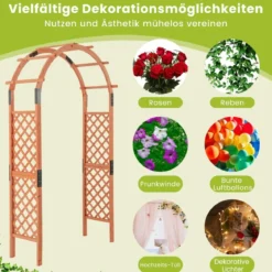 Holz Rosenbogen für Kletterpflanzen Gartenbogen Torbogen Spalier Rankhilfe Rankgitter