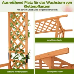 Holz Rosenbogen mit Bank & Rankhilfe Gartenbogen Torbogen für Kletterpflanzen
